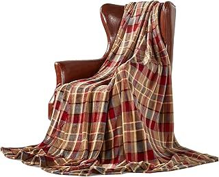 Fleece Throws For Sofa Bed Chair Soft Colorful Oversized, Decorative Ultra-Plush Throw Blanket (150x230cm, Red Plaid)