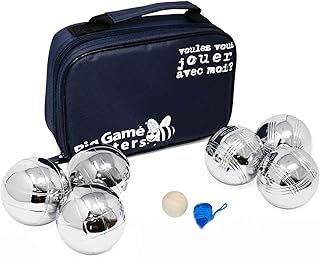 Big Game Hunters 6 Boules Petanque Set with Rust-Free Protection - Official French Set with 3 Durable Polished Bowls per Player plus Luxury Canvas Bag