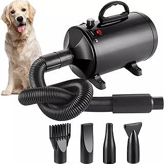 Memows Dog Hair Dryer, 2800W Pet Grooming Hair Dryer, Stepless Speed Dog Blaster Dryer, High Velocity Dog Dryer Pet Dryer Blower with 4 Different Nozzles, Low Noise Hair Dryer for Dogs Cats (Black)