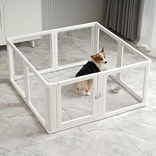 Citylife Dog pen, 6 Panels, puppy pen for indoors with Lockable Door, Non-Slip, Easy to Install and Remove Playpen for Dogs, Cats, Puppies, Rabbits(120x60x 60cm)