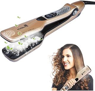 Hair Straighteners Flat Iron,Professional steam Hair Straightener, Anti-Scald Comb, Adjustable Temp and Auto-Off Function