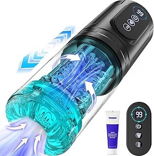 Male Sex Toys Men Masturbator, Accelerated Rotation & Compression 9 Modes Sucking with Dense Massage Particles Thicker Thrusting Sleeve Penis Pump, Adult Sex Toys for Men Penis Stimulation Stroker