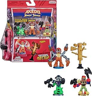Legends of Akedo Beast Strike - Official Rules Claw Strike Starter Pack - 3 Mini Battling Warriors with Training Practice Piece and Exclusive Joystick Controller