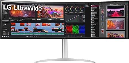 LG UltraWide Monitor Curved 49WQ95C, 49 Inch, 5120 x 1440, 144Hz, Nano IPS Display, VESA Display HDR 400, Nvidia G-sync Compatible, AMD FreeSync, Stereo Speakers, Ergonomic Design, USB Type-C, HDMI