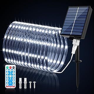 SMY Lighting Solar Rope Lights, 72FT 200 LEDs Solar LED Rope Lights Outdoor with Remote, 8 Modes Timer Dimmable String LED Lights Waterproof for Yard Fence Patio Garden Tree Party Christmas