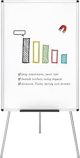 VIZ-PRO Flipchart Easel Whiteboard, Magnetic Portable Dry Wipe Board 90 x 60 cm, Tripod White Board Height Adjustable