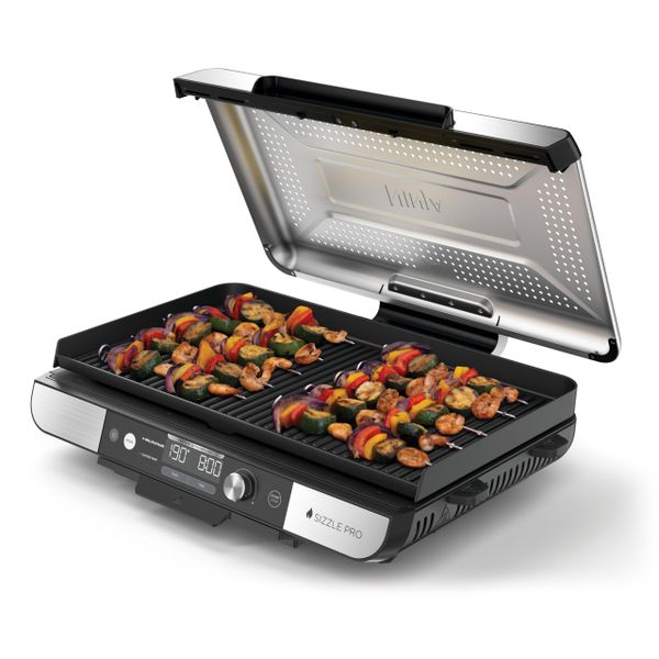 Ninja Sizzle Pro XL Indoor Grill & Flat Plate, Silver/Black GX101UK
