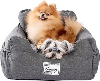 PETEPELA Dog Car Seat - Small Dog Booster Seat, Detachable & Washable Puppy Booster, Non-Slip Travel Carrier Bed - Grey
