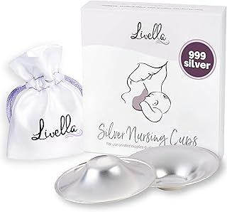999 Silver Nursing Cups - Made in Germany - Universal Fit - Protect and Soothe Sore Nipples - Silver Nipple Shields for Breastfeeding - FDA-Registered