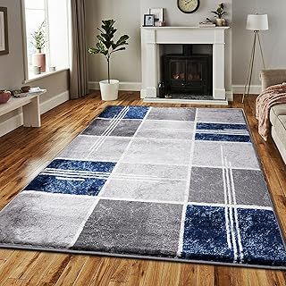 B&B Super Soft Rugs for Living Room Bedroom Rug - Thick Dense Pile Non Shed Fluffy Rug For Bedroom - Small Medium Large Carpet Area Rugs Kitchen Floor Mat (Navy, 120 x 170 cm (4ft x 5ft 8"))