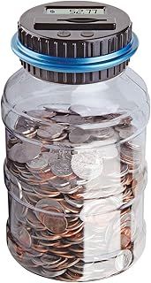 Taylor & Brown Money Box Digital Coin Jar Saving with 1.8L Large Capacity UK Coin Counter Gift for Kids Adults Automatic Counting LCD Display Transparent