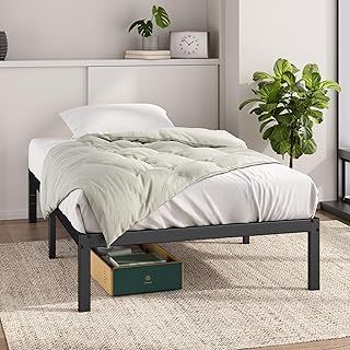 Zinus Elias Single Bed frame - Bed 90 x 190 cm - 36cm Height - Metal Bed frame with underbed storage and steel slat support - Black