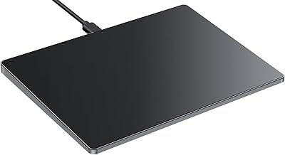 Seenda Upgraded Touchpad for Windows 10/11, External Wired Thin Aluminium USB Trackpad 6.3 Inches with Tempered Glass 7H Multi-Touch Pad for PC/Computer/Laptop/Desktop/Notebook, Black and Grey