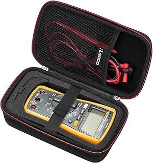 RLSOCO Hard Case for Fluke 117/115/113/116/114/15b+/175/177/179/233/17B+ Universal Digital Multimeter and for AstroAI/Neoteck/KAIWEETS/Proster/Klein Tools ET600 Digital Multimeter (Red Zip)