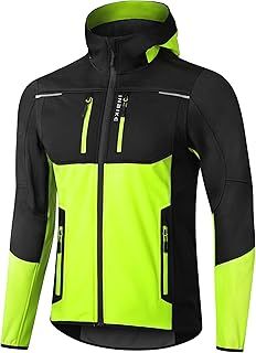 INBIKE Waterproof Men's Softshell Jacket Windbreaker with Hood Thermal Fleece Male Coat Winter Thermal Jackets Fleece Outerwear Reflective Bike Hiking Cycling Jacket (WJ607)