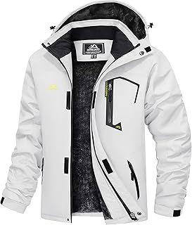 TACVASEN Men's Waterproof Fleece Mountain Jacket Windproof Warm Ski Jacket Multi-Pockets