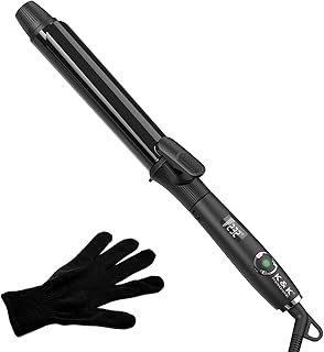 K&K 32mm Hair Curling Wand Ceramic Coating Curling Tongs Nano Titanium Hair Curler Iron MCH Heater 60 Mins Auto Shut Off 50-230°C Digital Display 360 Swivel Cord (32 mm)