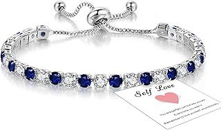 Bracelet for Womens Sterling Silver Plated Tennis Bracelets Crystal Slider Bracelet Women Bracelet Diamond Zirconia Lady Bracelet Birthday Gifts for Mum Sisters with Cards, Silver/Rose Gold