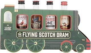 The Flying Scotch Dram Whisky Train Gift Box. Includes 4 Dram Famous Grouse Whiskies. Novelty Gift Set by Blue Tree
