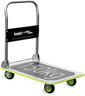 Loadit Heavy Duty Platform Trolley 150kg - Folding Flatbed Cart with Smooth-Glide Wheels - Professional Warehouse Transport Dolly - Space-Saving Moving Equipment - Industrial Trolly