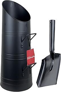 Heavy Duty Anthracite 23" Coal Hod, Bucket Coal Scuttle Black High Quality for Fireplace Fire Side with Free Ash Shovel
