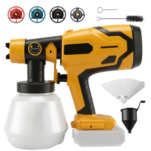 L1NXIXI Cordless Paint Sprayer for Dewalt 18V Battery, 1000ml HVLP Spray Gun with 4 Nozzles & 3 Patterns, Battery Handheld Sprayer for Fences, Ceilings, Furniture, Walls, DIY Home Painting(Tool Only)