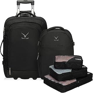 Hynes Eagle Wheeled Backpack 2 in 1 Convertible Travel Backpack 63L, Wheeled Carry On Luggage 43L with Detachable Daypack 20L and Packing Cubes