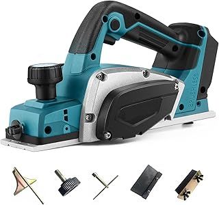 Cordless Planer Compatible with Makita 18V Battery, 3200r/min Handheld Electric Wood Planer, 0-2MM Adjustable Depth for Woodworking Furniture DIY (no Battery)