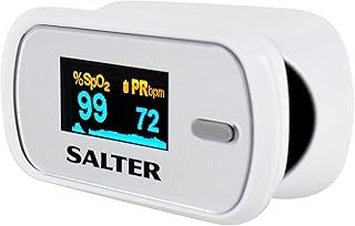 Salter PX-100-EU Fingertip Pulse Oximeter Portable OxyWatch, Blood Oxygen Levels/SATS Monitor,Low Power Consumption,LED Display, Accurate Readings,Ideal for Adults & Children, 2 Year Guarantee,White