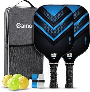Pickleball Paddles Set of 2, USAPA Approved Carbon Fiber Pickleball Set with Pickle Ball Rackets 2 Pack, 4 Balls and 1 Pickleball Bag, Lightweight Graphite Pickle Ball Paddle Set for Men and Women
