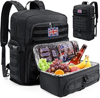 BERTASCHE 15.6 Inch Laptop Lunch Backpack with Insulated Cooler Box, Work Backpack for Tactical, Military, Office, Travel, Uni, Hiking, Molle, Black