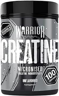 Warrior Creatine Monohydrate Powder – Micronised for Easy Mixing and Consumption – 100 Percent Pure Creatine – Proven to Improve Physical Performance and Recovery, 5 g Servings (Unflavoured, 500g)