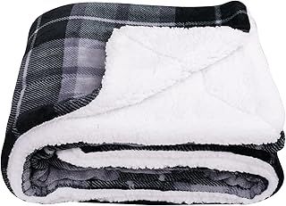 SOCHOW Sherpa Plaid Fleece Throw Blanket, Double-Sided Super Soft Luxurious Bedding Blanket 127cm×150cm, Grey