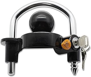AUTOXBERT Trailer Lock, Tow Lock Hitch, Anti-Theft Trailer Safety Tow Lock, High Performance Steel, Universal Security Trailer Hitch Lock, Caravan Protection, Black
