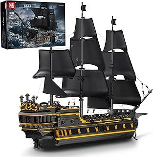 Mould King Black Pearl Pirate Ship Building Blocks Toy Set, 5266 Pieces Large Pirate Ship for Adults, MOC Sailing Ship Model Kit Gift