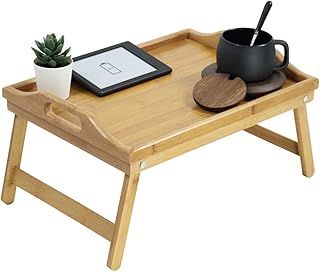 Bamboo Bed Tray Table with Folding Legs Foldable Serving Portable Laptop Tray Snack Tray Breakfast Tray Bed Table Drawing Table (40)