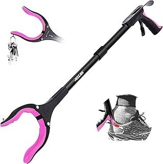 Jellas Reacher Grabber Tool, 360° Rotating Head, 32" Foldable Claw Grabber with Strong Grip Magnetic Tip and Shoehorn, Reaching Assist Tool for Trash Pick Up, Litter Picker, Arm Extension (Purple)