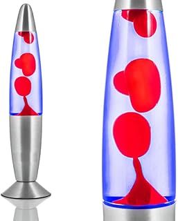 Magic 16” Lamp - Aluminium Soothing Colour Motion Wax and Liquid Novelty Retro Fun Gadget Gift for Home Bedroom Desk Table Decoration Mood Relaxation Light (Red Wax/Blue Liquid)