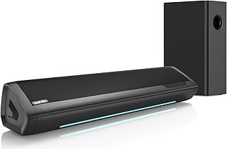 Saiyin 17-inch TV Soundbar - 2.1ch Surround Sound System with Adjustable Bass, Volume Indicator and Bluetooth/Optical/AUX Input for PC, Projector