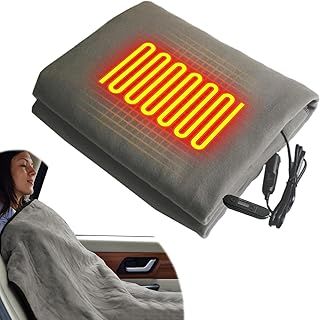 Electric Car Blanket,Heated Blankets with Fast Warming Effect,5 Gear Adjustment,Electric Heated Travel Blankets for Auto,12v Heated Fleece Travel Throw for Car RV Truck SUV, for Cold Weather (Gray)