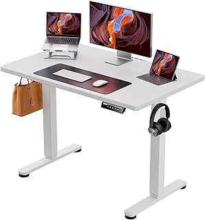 ErGear Electric Standing Desk Height Adjustable 100 x 60cm, Sit Stand Desk with 4 Memory Smart Pannel for Home Office with Splice Board