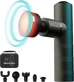 HoMedics MYTI Mini Massage Gun - Pocket Heated Electric Handheld Massagers with 5 Attachments & 4 Intensity Settings, Deep Tissue Vibrating Percussion Massager for Discomfort Ease & Travel - Green