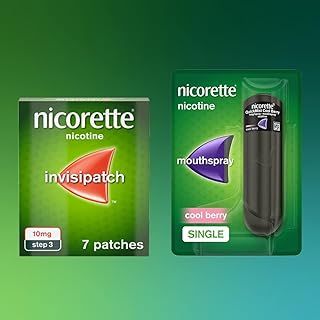 Nicorette Dual Support Bundle : Nicorette Invisi 25 mg Nicotine Patch 7 & QuickMist 1 mg/Spray Nicotine Mouthspray Cool Berry 150 Sprays (Quit Smoking and Stop Smoking Aid)