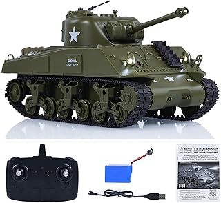 Henglong 1/30 RC Battle Tank Sherman M4A3 3841-01 2.4G Remote Control Tanks 320°Rotating Turret Infrared Combat