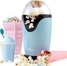 Giles & Posner EK0493GSBL Electric Popcorn Maker – Hot Air Circulation, Measuring Cup Included, Ready in 3 Mins, Oil-Free Healthy Snacks, Ideal for Movie Night, Parties and Home Cinema, 1200 W, Blue