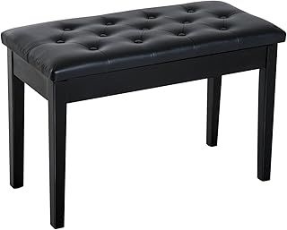 HOMCOM Faux Leather Piano Stool Makeup Stool Bench Dressing Table Seat with Storage 76x36x50cm, Black