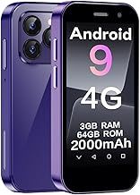 mini mobile phone smartphone for kids 3-inch screen 2000 mAh 3GB RAM 64GB ROM 2.0+5.0MP face unlock 4G no contract phone (Purple,3GB + 64GB)