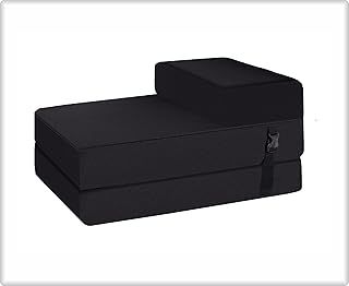 BBLOSSOM Fold Out Guest Chair Z Bed Futon Sofa Comfortable Foam for Adult and Kids Lounger Mattress (Black)