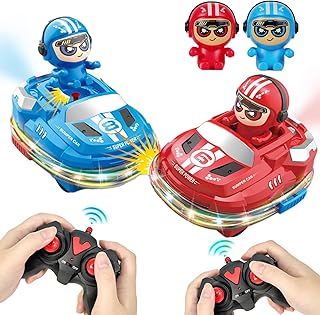 Sanfant Mini Bumper Car Remote Control Racing Set, 2 Cars with Spray, Lights and Scream, Family Party Games, Toys for Boy Girl 3 4 5 6 7 8 9 Year, Gift for Kids