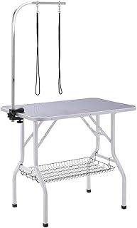 Foldable Dog Grooming Table with Adjustable Height Arm, Heavy Professional Pet Grooming Table with Noose & Mesh Tray, Dog Beauty Table for Small/Large Dogs Cats, 91x 61x 80cm, Black